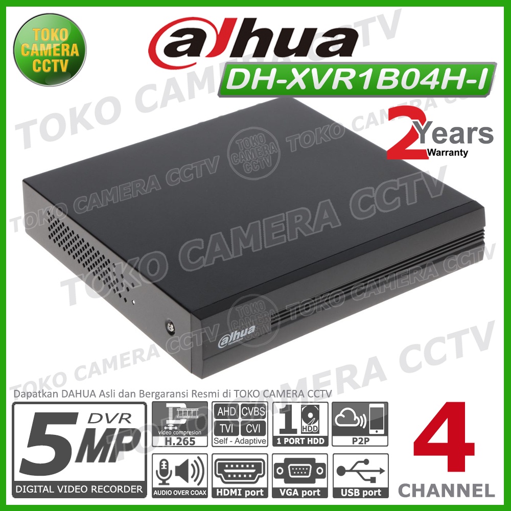 DVR DAHUA 4 CHANNEL DH-XVR1B04H-I 5MP XVR 1B04H I DVR 4CH DAHUA