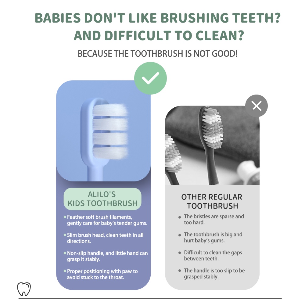 Alilo Kids Toothbrush / Sikat Gigi Anak / Feather Soft Silk / Cute Tooth Brush /  Cat Paw  Design