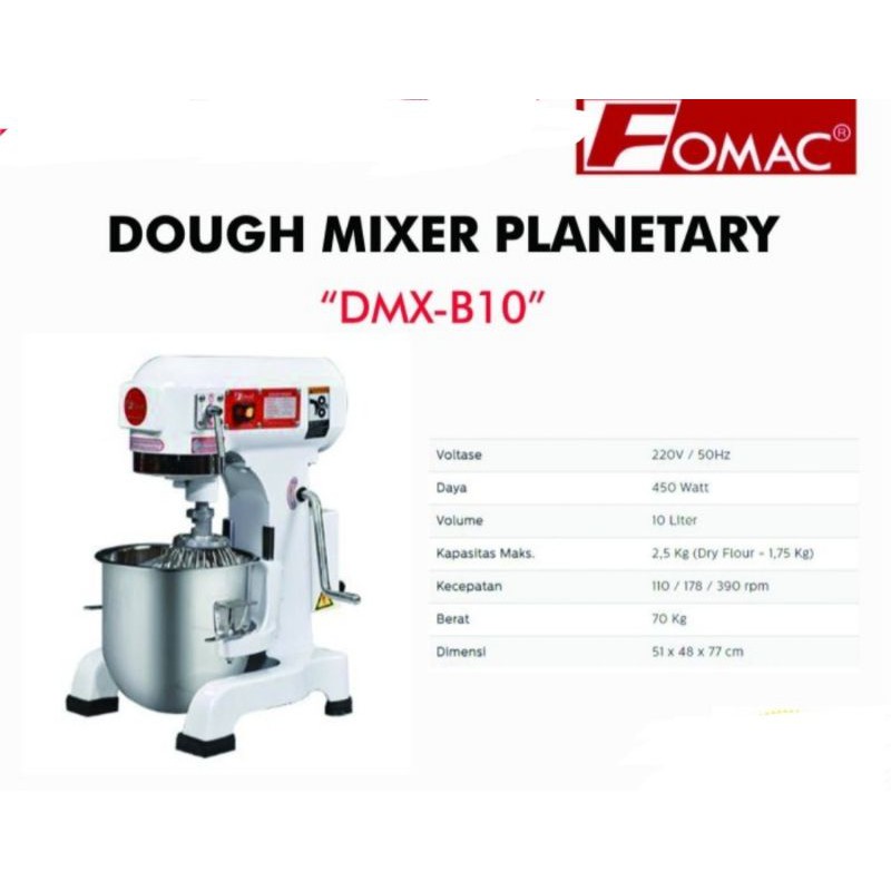 Mesin MIXER Adonan Tepung Dough Mixer 10 Liter FOMAC B10 / Alat Mixer Adonan