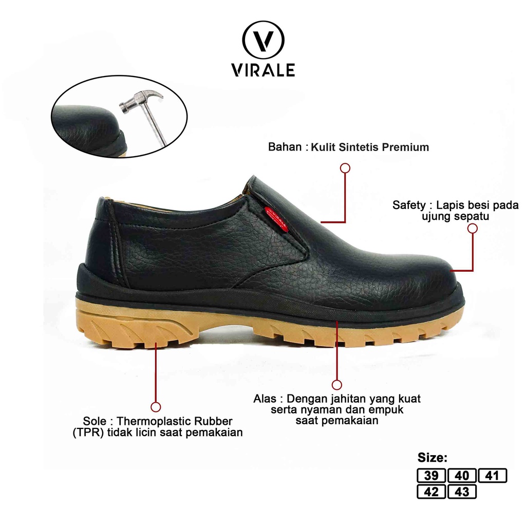 Sepatu Safety Semi Boots Pria Ujung Besi Model Slip On Mamojo Store SEFIRO