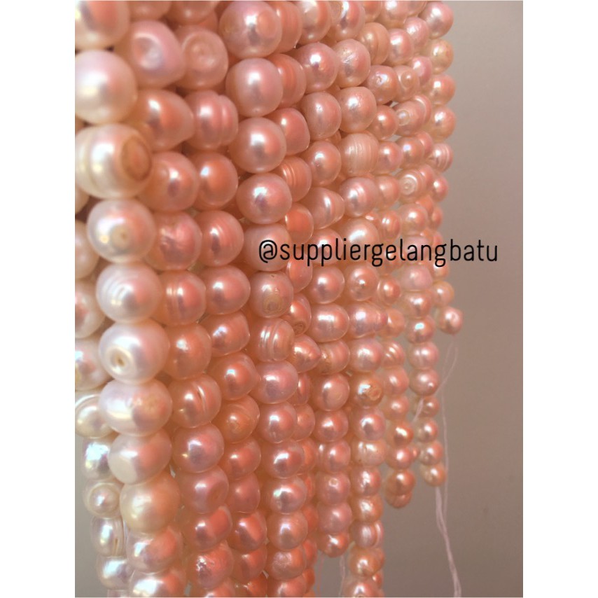 Bahan Aksesoris Mutiara Air Tawar Barok / Baroque 8 x 12mm Bulat pearl beads craft aksesoris bahan