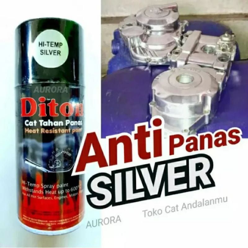 Pilok Pylox Cat Semprot Diton Anti Panas Silver Hi temp Silver 300ml  Tahan dan Kuat Untuk Mesin Kna