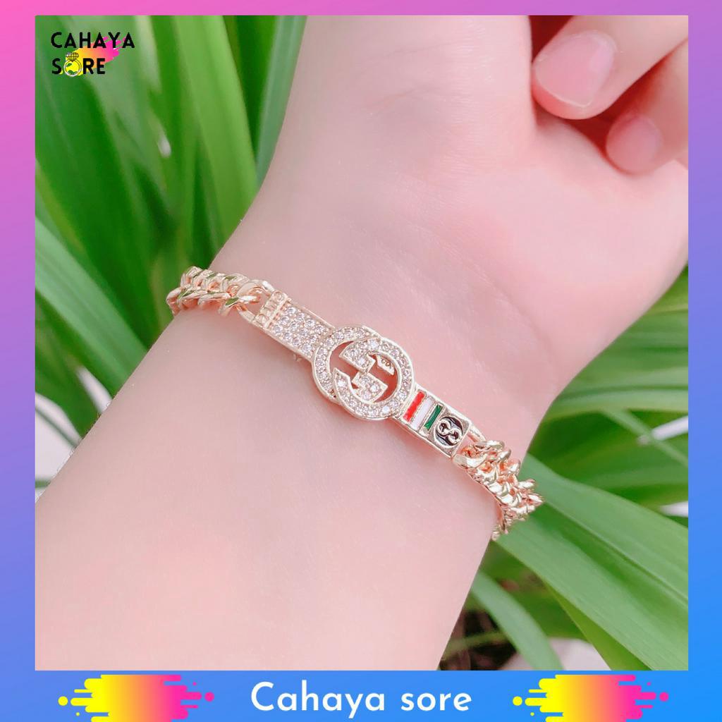 Gelang Xuping Gold Gelang Tangan Dewasa Rantai Permata Bulat Kotak G32