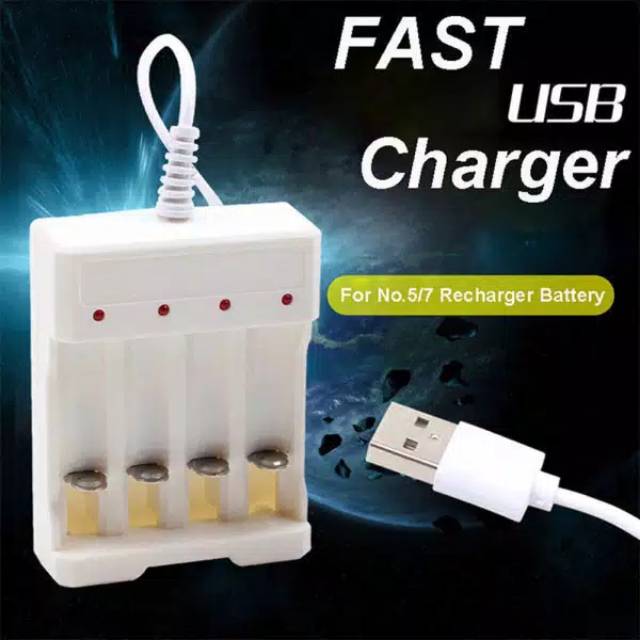 CHARGER BATERAI AA / AAA Slot 4 USB CAS DC5V 1A 1.2V