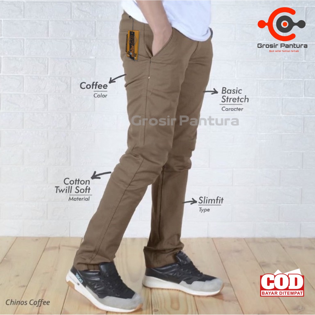 Celana Pria Chino Panjang Slimfit Bahan Katun Chino Murah Terbaru