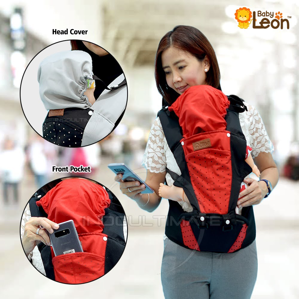 Gendongan Bayi Hipseat + Topi BABY LEON 5in1 Baby Carrier Gendongan Bayi depan Geos By-6071