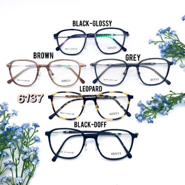 BARU GAYA | frame kacamata kotak | paket kacamata minus/plus/cyl/antiradiasi | gucci