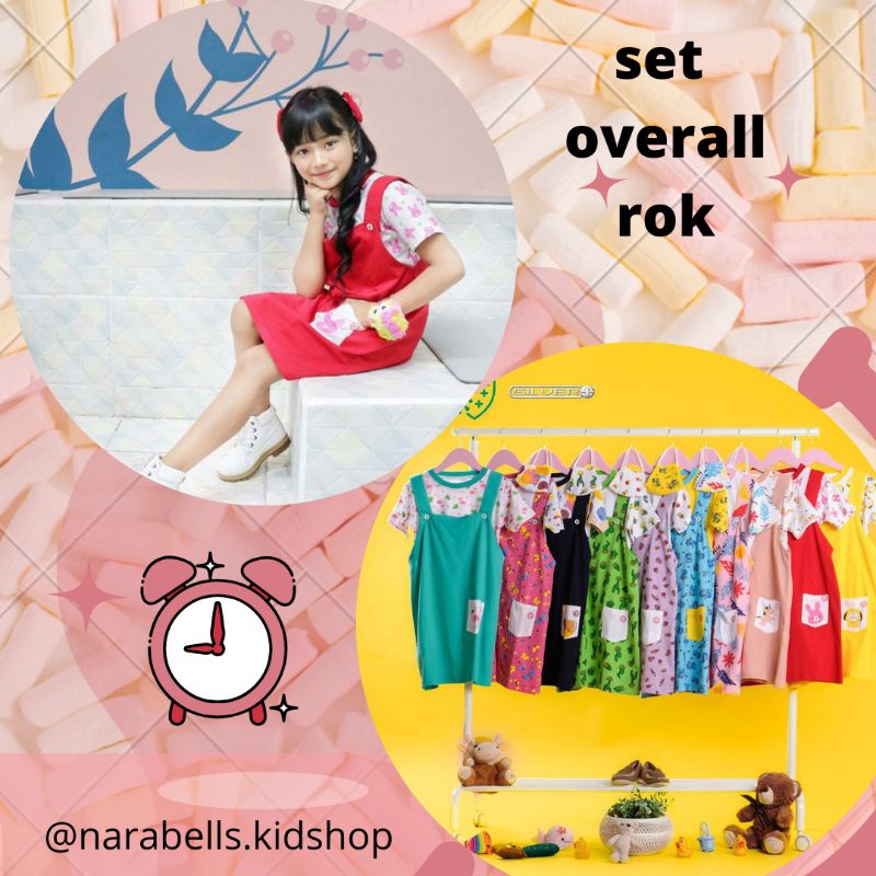 [ SET OVERALL ROK ] By Paddlekids setelan baju kodok kaos anak chimmy BT21 setelan anak overall pere