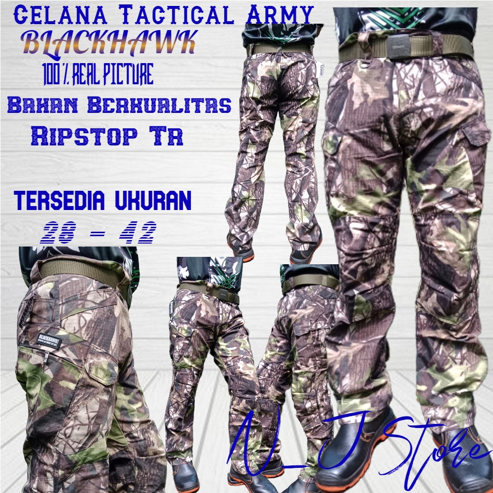 TERBARU Size 28-42 Celana Panjang Camo Blackhawk Loreng Perbakin Tactical Outdoor Trendy Murah Berkualitas