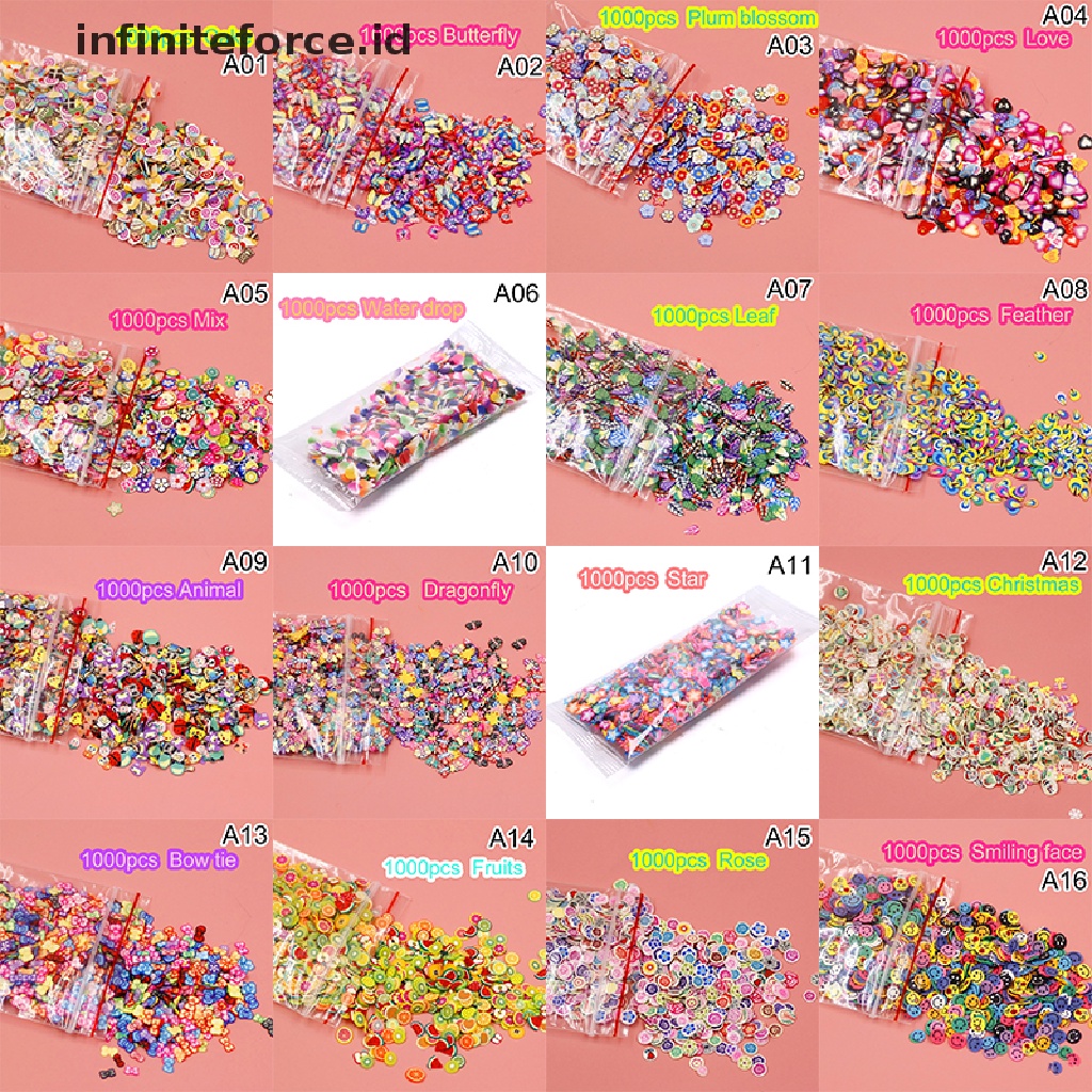 1000pcs / Pak Cetakan Resin Bentuk Buah Campur Untuk Alat Perhiasan Nail Art