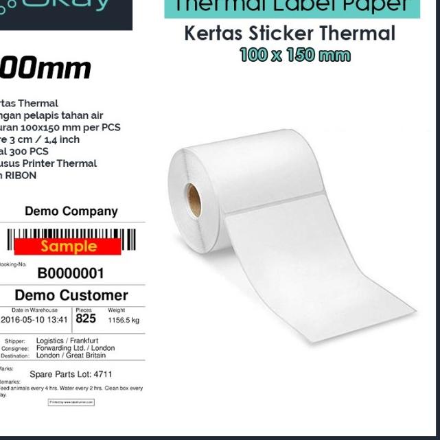

➬ KERTAS LABEL THERMAL 100X150 mm STICKER LABEL Isi 300 pcs ♜