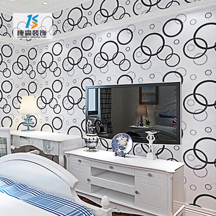 Wallpaper Sticker Dinding Motif Polkadot Hitam Putih 45cm x 10m