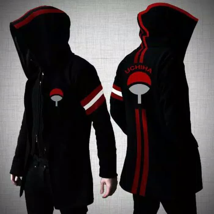 JAKET JUBAH ANIME NARUTO LOGO UCHIHA ZIPPER HOODIE - JAULZ-01