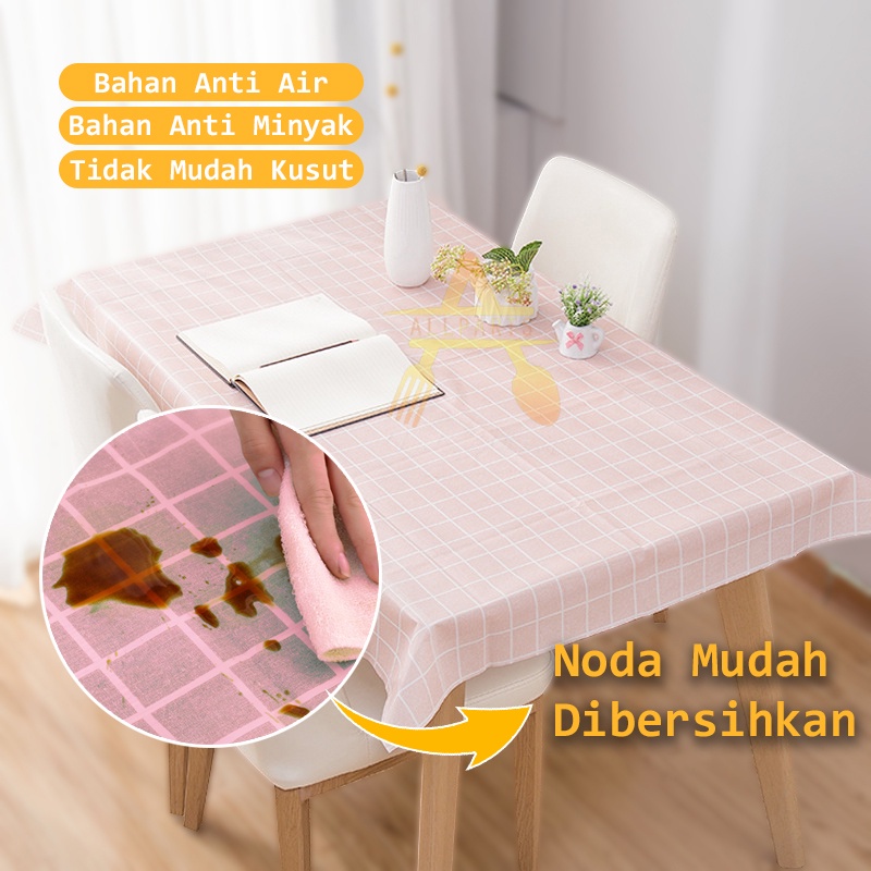 Cover Penutup Alas Taplak Meja Makan Keluarga Nordik Modern Waterproof Tahan Anti Air Minyak 137x90 Cm