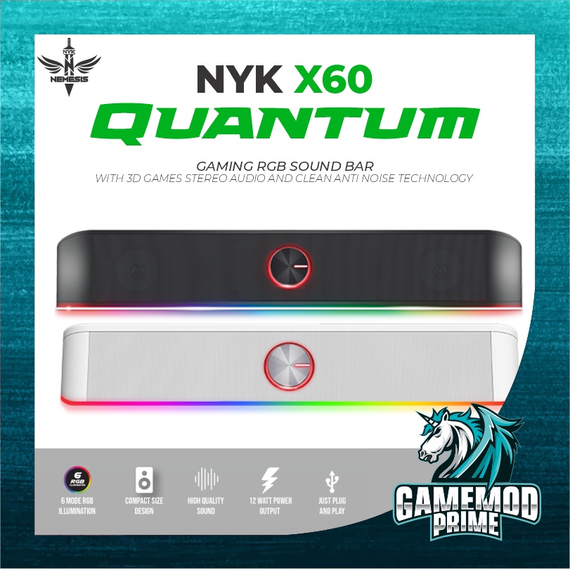 Speaker Gaming Stereo Soundbar Gaming RGB NYK X60 Quantum Sound Bar