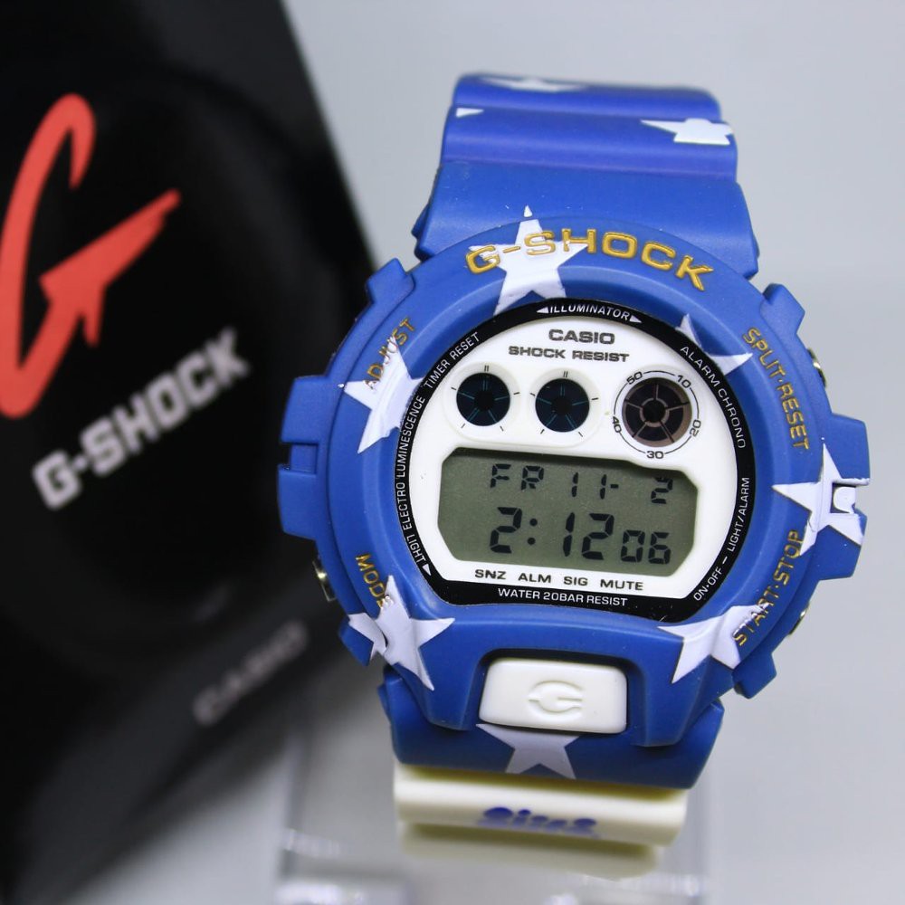 JAM TANGAN PRIA G-SHOCK CHARACTER DW 6900 DIGITAL WHITE BLUE