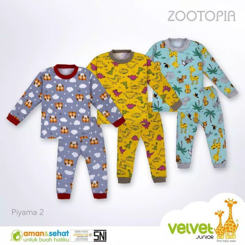 VELVET 3 pcs Setelan Bayi Lengan Panjang / Piyama Kancing Pundak Uk. S - L