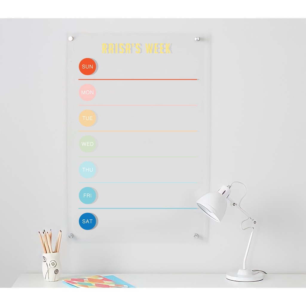 

Akrilik Weekly planner organizer bulanan mingguan custom acrylic
