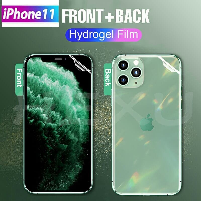 IPHONE X XR XS MAX 11 11 PRO 11 PRO MAX PROMAX ANTI GORES HYDROGEL BENING CLEAR SCREEN GUARD GEL BAGIAN DEPAN BELAKANG ATAU FULL SET PELINDUNG LAYAR SKIN ANTI JAMUR FULL BODY