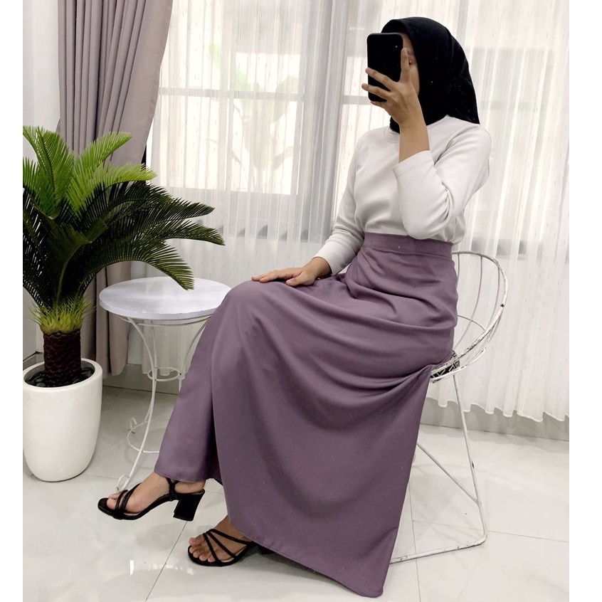 grosir_solo || FLARE A-LINE KOREAN STYLE / ROK POLOS WANITA / GEA SKIRT ROK BASIC / ROK KERJA HITAM