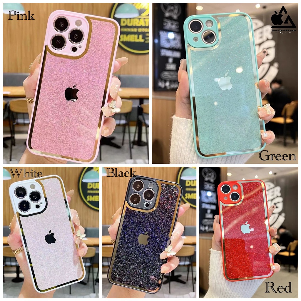 Glass Case Candy Gliter List Chrome OPPO F9 A7 A5S A12 A11K A15 A15S A16 A54 A74 4G A95 A16E A16K A55 A76 A96 RENO 7 4G RENO 7 5G RENO 7Z 5G TEMPERED GLASS CASE List Gold SOFTCASE SILIKON CANDY MEWAH