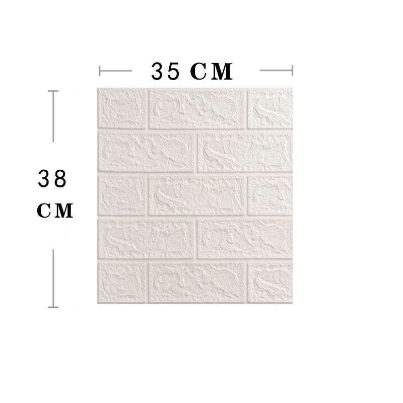 [COD] Wallpaper Dinding Wallpaper 3D Walpaper Foam Motif Batu Bata Good Quality Pabrik 70x77CM Ketebalan Sebenarnya 6MM-PUTIH 35*38CM