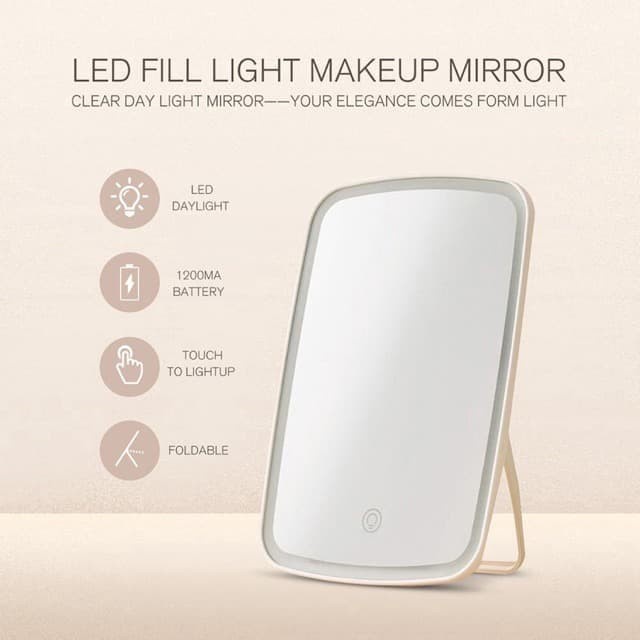 Mijia Cermin Makeup Mirror LED Light Rechargeable kaca lampu rias