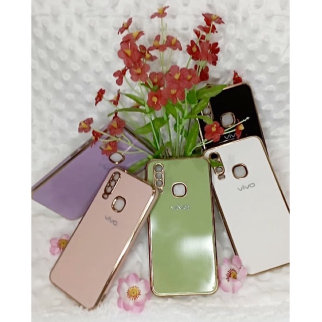 CASE PREMIUM GLAS LOGO WITH LIST GOLD VIVO/ Y12/ Y15/ Y17/ Y91/ Y93/ Y95/ Y91C/ Y30/ Y50