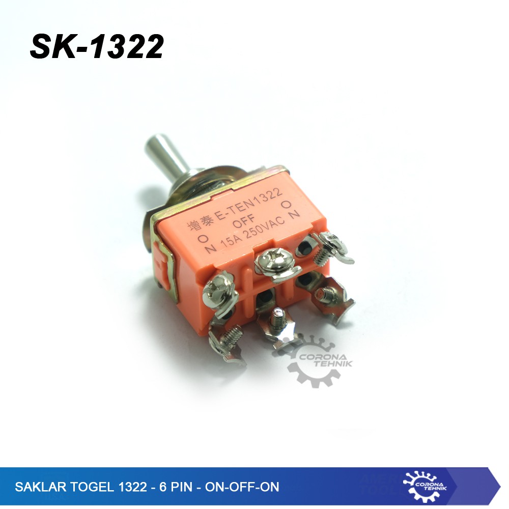 Saklar Toggle - 1322 - 6 Pin - ON-OFF-ON