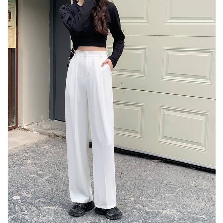 [2 Warna]Celana Panjang Putih High Waist Celana Kantor Formal / Casual Celana Kulot Wanita Pants Korean Style