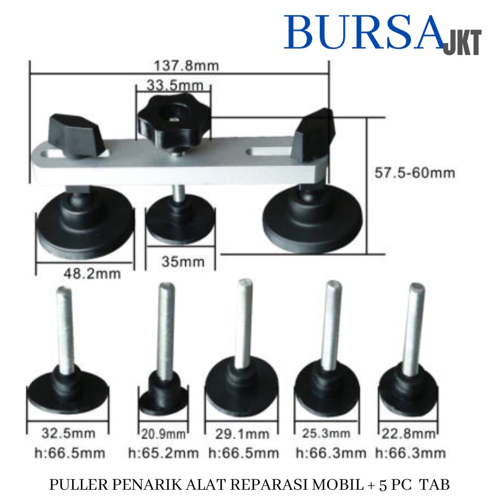 REPARASI PERBAIKAN MOBIL KETOK MAGIC PDR CAR DENT REMOVAL PULLER + 6 MATA PENARIK 75 MM -125 MM