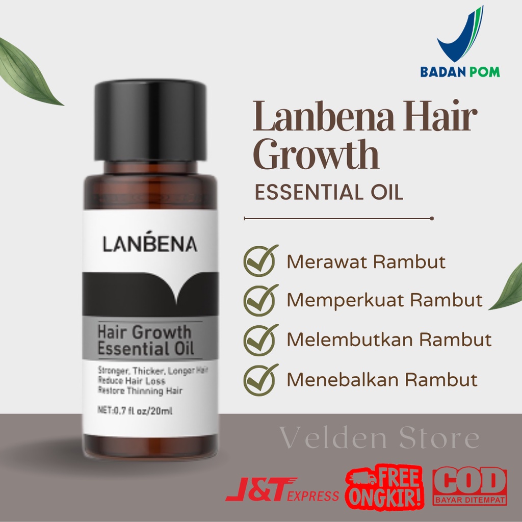 Lanbena Hair Growth Essential Oil 20ml Hair care Menguatkan akar Menumbuh dan Pelebat Rambut 100% Original