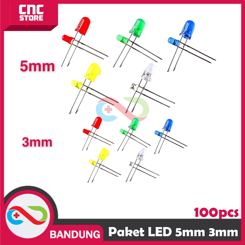 PAKET 1 BOX LED 5MM 3MM 5 COLOR RGBYW 100PCS