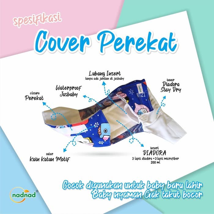 (TERLARIS) Popok Clodi Bayi Cover Nadnad By Sakina Clodi Motif Tipe Perekat /Celana Harga Grosir