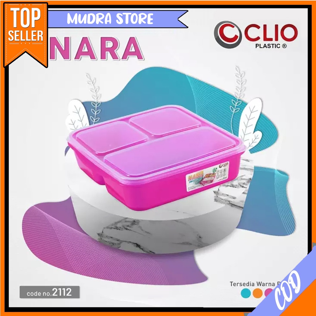 Tempat Makan Clio Nara Sekat 3 / Tempat Makan / Bekal Makan / Kotak Makan Clio Nara Free Sendok