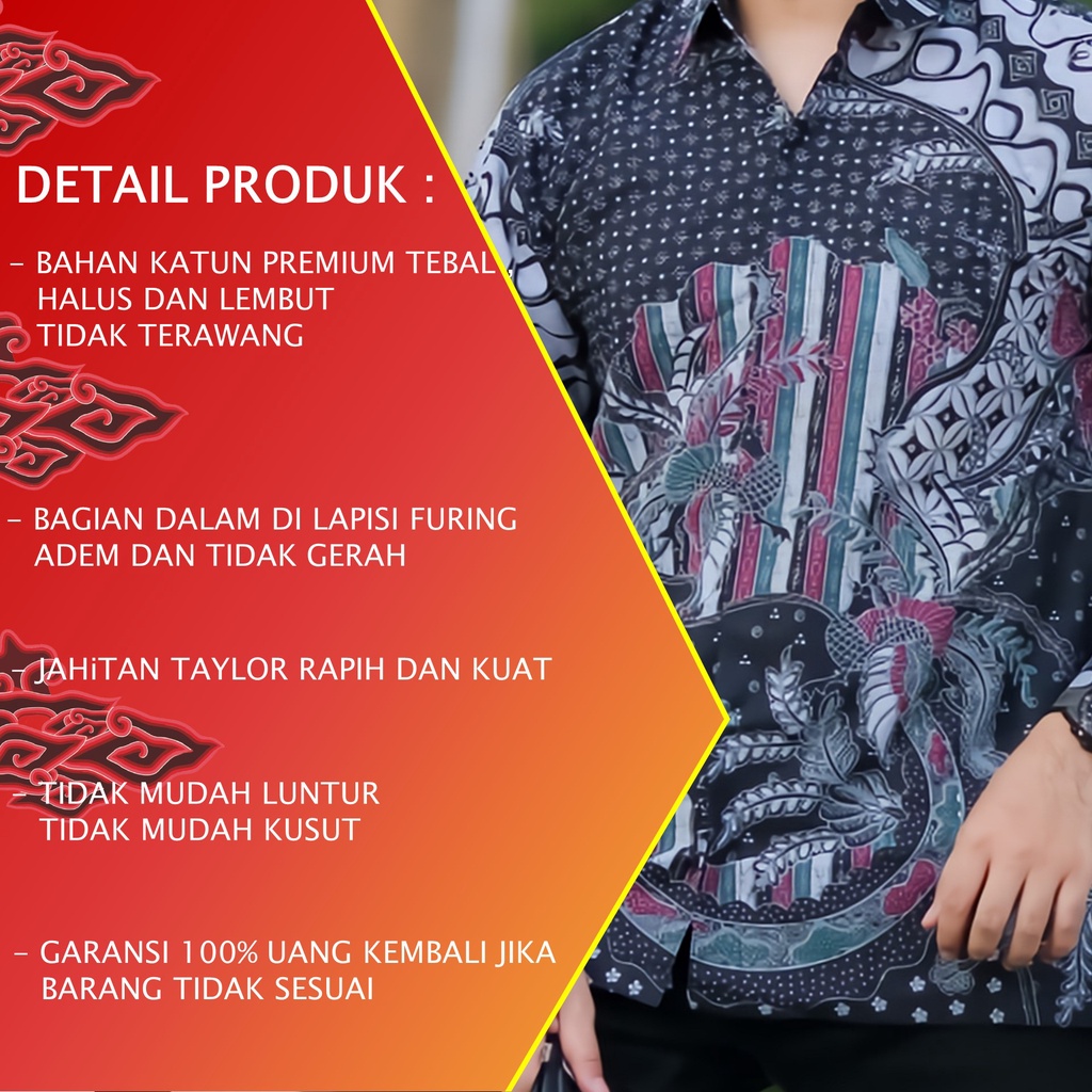 KEMEJA BAJU BATIK ALUNA KATUN JAWA SOLO FURING REGULAR PREMIUM PRIA MODERN LENGAN PANJANG PCW 112