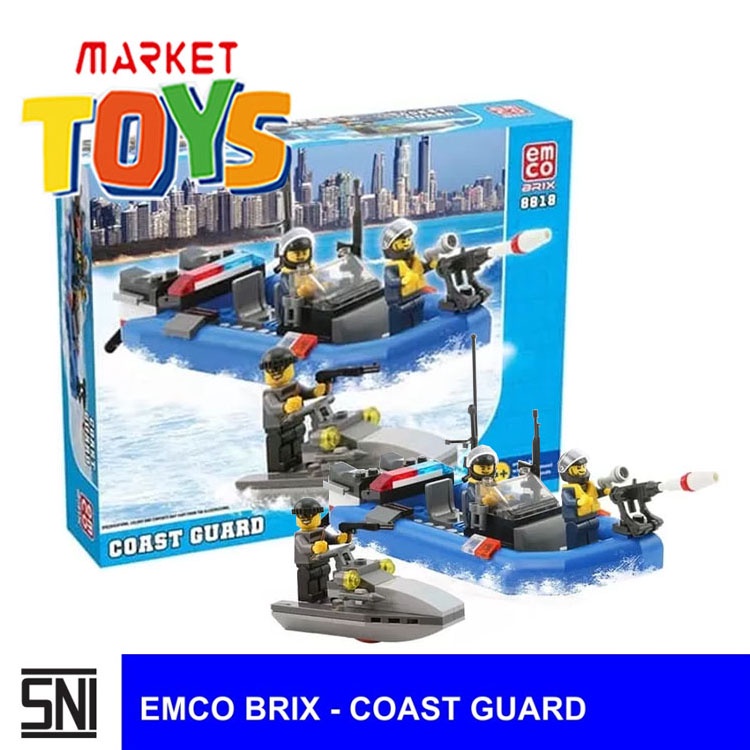 EMCO BRIX - COAST GUARD Mainan Anak Susun Balok Brick Model Perahu Kapal Polisi Penjaga Pantai