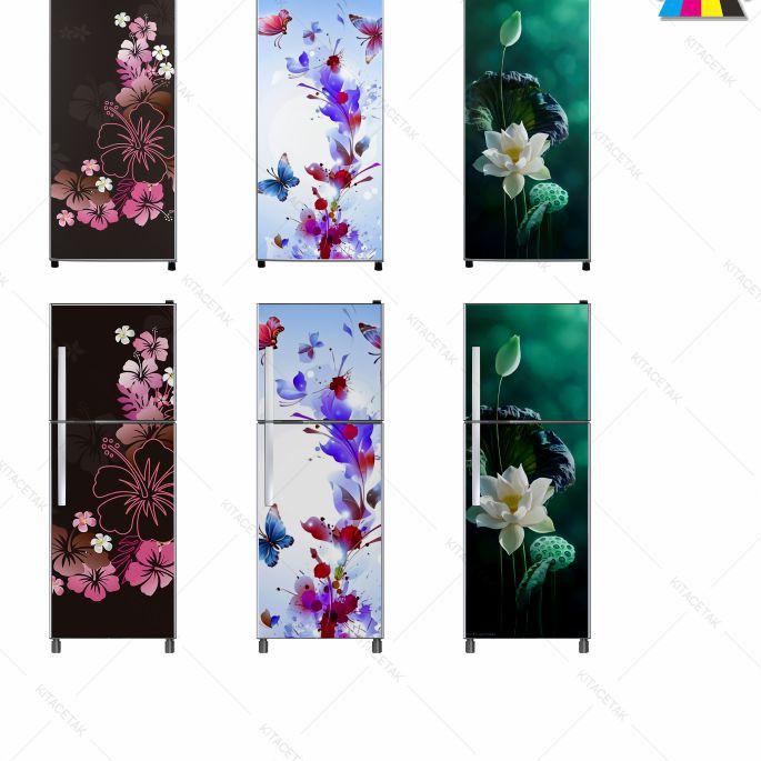 ♚ Stiker Kulkas Sticker Wallpaper Kulkas 1 dan 2 Pintu Motif Bunga Shabby ❆