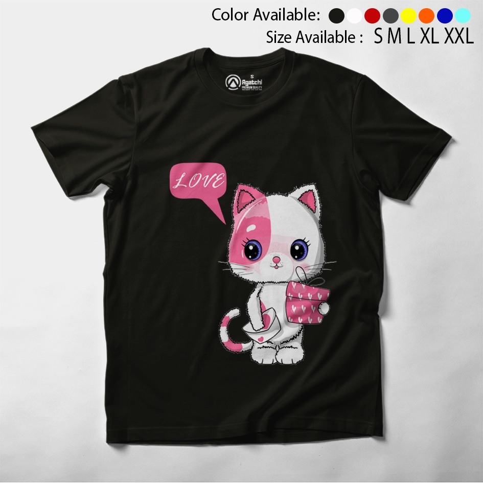 Kaos Atasan Anak Perempuan / Baju Anak Distro Cat Love Kucing Lucu