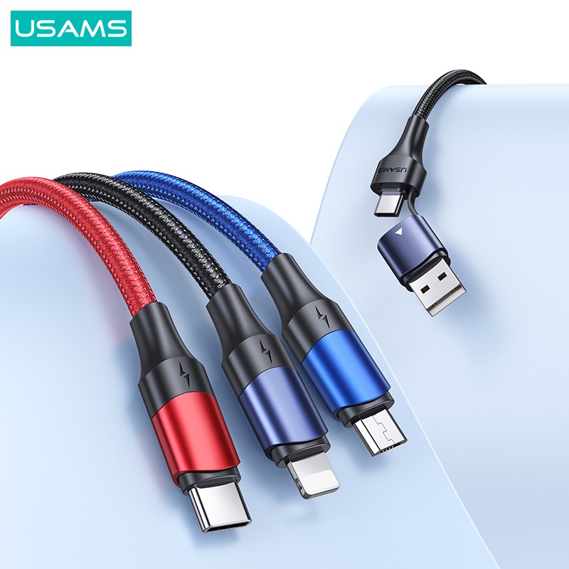 USAMS U71 Kabel Charging USB + Type-C to Triple Head 3A (Max)