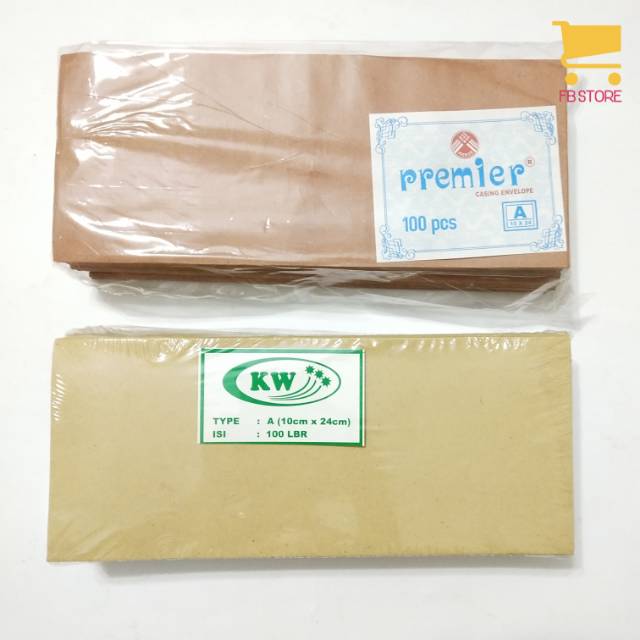 Amplop casing / gaji kertas coklat seri/   type A 10x24cm per