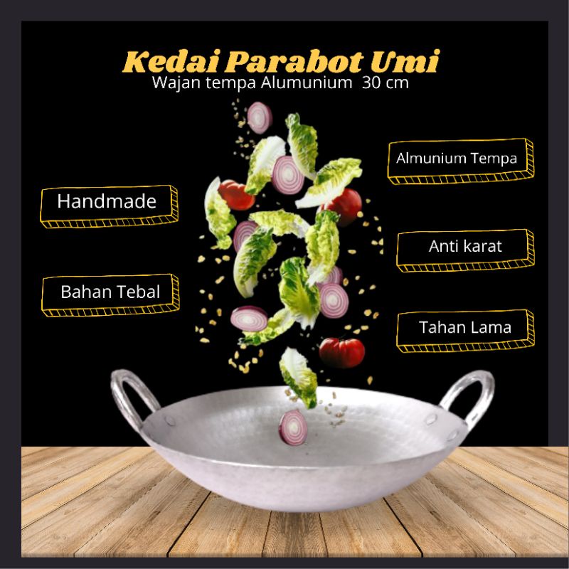 Wajan Tebal Garut Anti Karat Ukuran 30 CM Almunium Tempa Garut