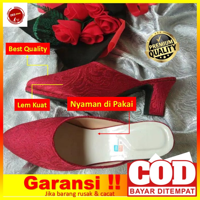 Sepatu selop pengantin wedding shoes brukat premium pria wanita