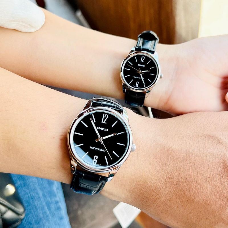 Jam tangan Casio couple V005 black original
