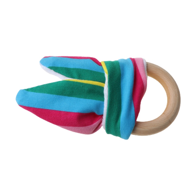 Mary Mainan Teether Ring Kayu Alami Handmade Bentuk Kelinci Untuk Bayi