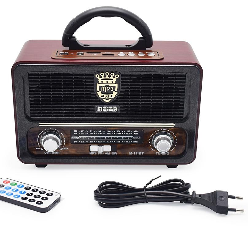 Bagus Banget.. Radio Portabel 110BTS Retro FM/AM/SW Radio Speaker System dengan BT USB TF Card Playe