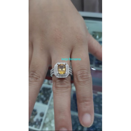 cincin batu citrine ikat perak