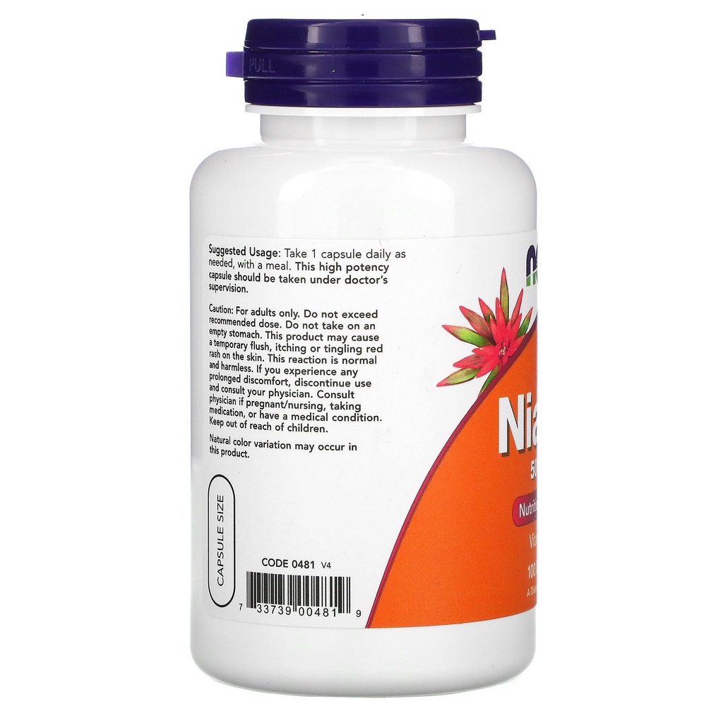 Now Foods Niacin 500 mg 100 Capsules Vitamin B3