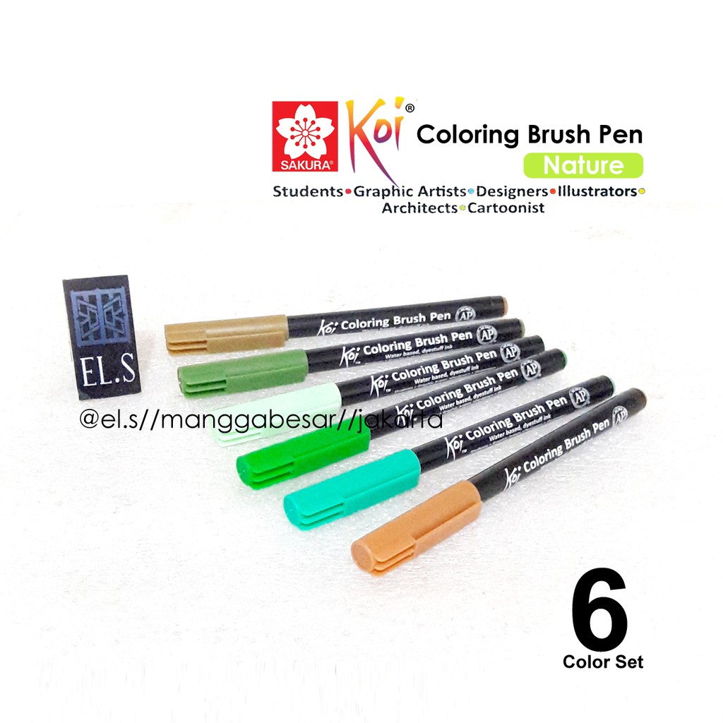 

Sakura Koi Coloring Brush Pen 6 Nature Color Set