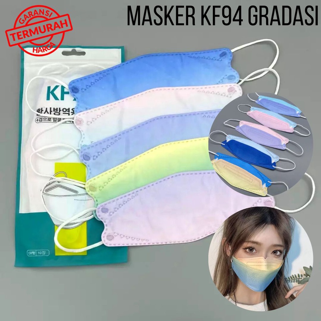 MATAHARI - MASKER KF94 PELANGI GRADASI RAINBOW ISI 10lbr MASKER KEKINIAN HIGH QUALITY